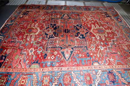 Cleaning and Tabriz Oriental rug from dog urine odor by PetPeePee company using the Dead Sea organic cleaner