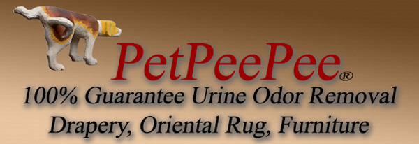 PetPeePee company hundred percent guarantee in writing urine odor removal from drapery Oriental rug furniture needlepoint and antique Oriental rug